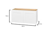 Avondale 30 in. W x 12 in. D x 15 in. H Ready to Assemble Plywood Shaker Wall Bridge Kitchen Cabinet in Alpine White