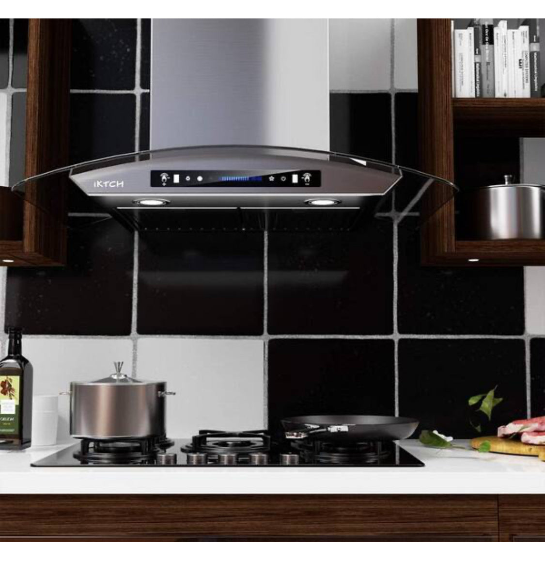 36 in. 900 CFM Wall Mount with LED light stainless steel Range Hood with Tempered Glass 4 Speed