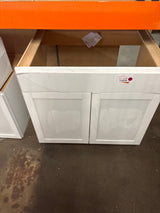 Westfield Feather White Assembled Sink Base Kitchen Cabinet (36 in. W x 23.75 in. D x 35 in. H)