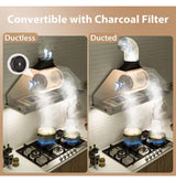 28 in. 900 CFM Convertible Insert Range Hood in Stainless Steel and White Glass with LED Lights