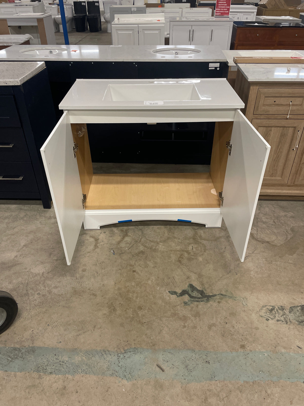 Glacier Bay 37 in. W x 19 in. D x 35 in. H Single Sink Freestanding Bath Vanity in White with White Cultured Marble Top