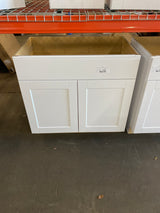 Shaker Assembled 36 x 34.5 x 21 in. Bathroom Vanity Base Cabinet in Satin White