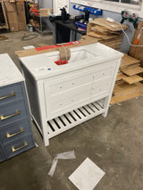 Autumn 36 in. W x 19 in. D x 34.5 in. H Single Sink Bath Vanity in White with White Engineered Stone Top