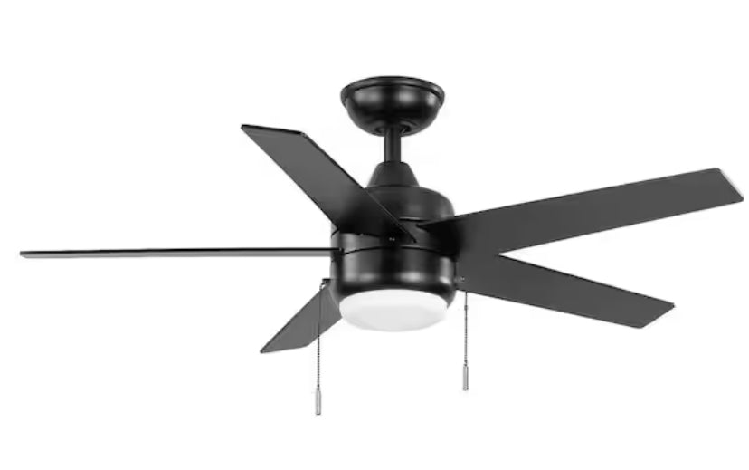 Mena 44 in. LED Indoor/Outdoor Matte Black Ceiling Fan with Light Kit and Reversible Blades Included