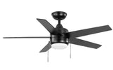 Mena 44 in. LED Indoor/Outdoor Matte Black Ceiling Fan with Light Kit and Reversible Blades Included