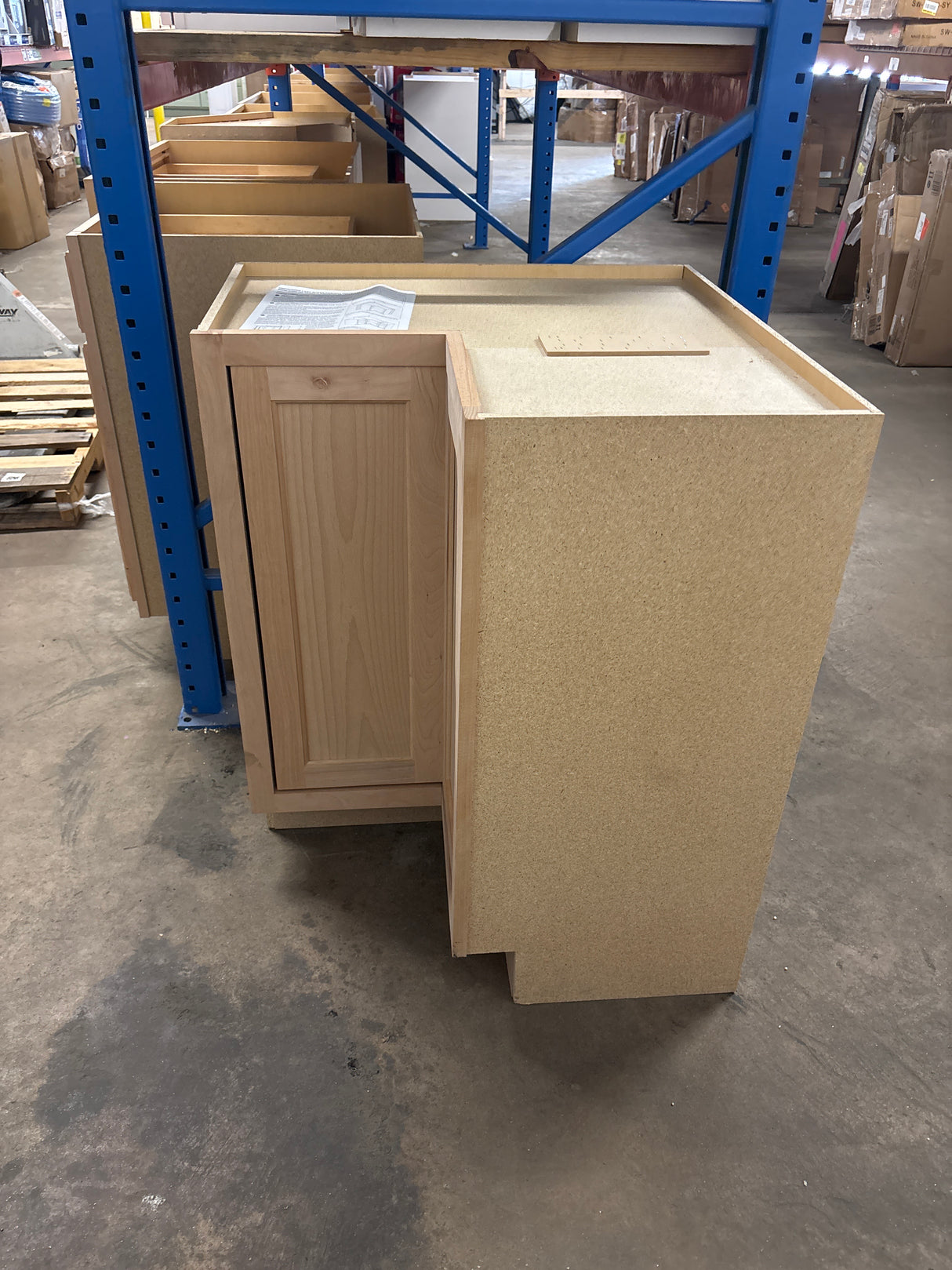 Hampton Unfinished Beech Recessed Panel Assembled Lazy Susan Corner Base Kitchen Cabinet (28.5 in x 34.5 in x 16.5 in)