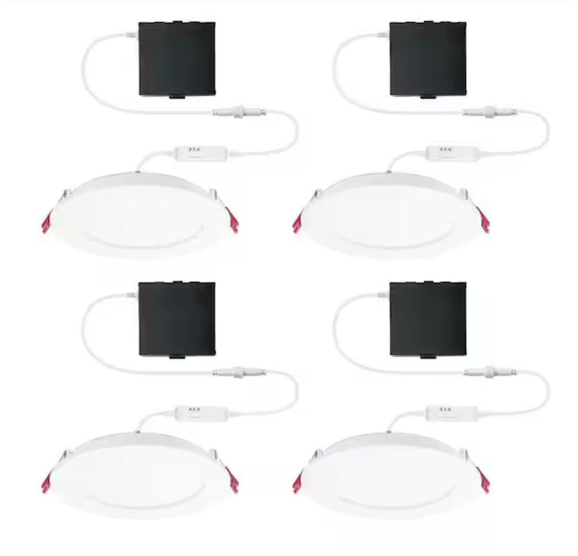 6 in. LED Slim 3 CCT Canless - White - (4-Pack)