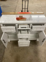 Doveton 48 in. W x 19 in. D x 34 in. H Single Sink Bath Vanity in White with White Engineered Marble Top