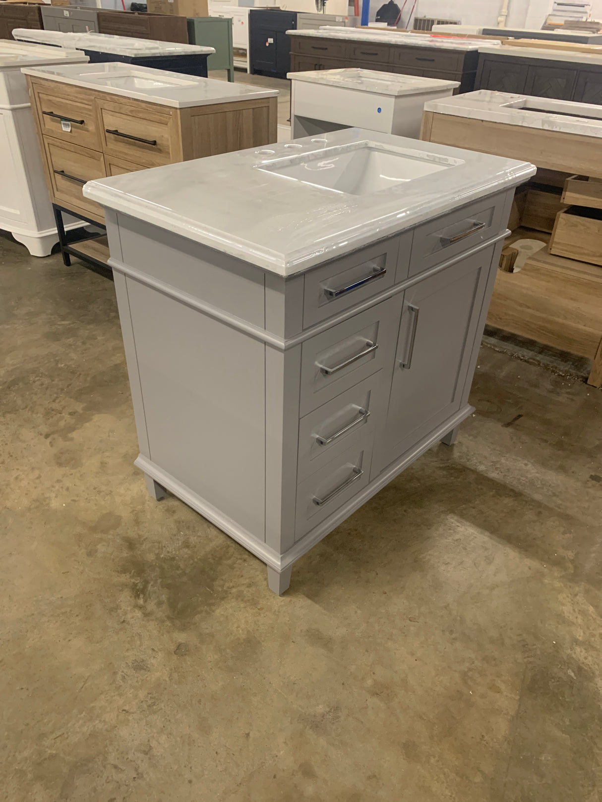 Sonoma 36 in. Single Sink Freestanding Pebble Gray Bath Vanity with Carrara Marble Top