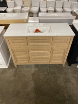 Hanna 48 in. W x 19 in. D x 34 in. H Single Sink Bath Vanity in Weathered Tan with White Engineered Stone Top