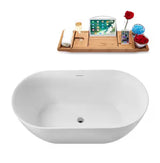 51 in. x 28 in. Acrylic Freestanding Soaking Bathtub in Glossy White With Brushed Nickel Drain