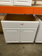 Hampton 36 in. W x 24 in. D x 34.5 in. H Assembled Sink Base Kitchen Cabinet in Satin White