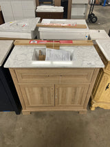 Doveton 36 in. W x 19 in. D x 34.50 in. H Freestanding Vanity in Weathered Tan with White Engineered Stone Top