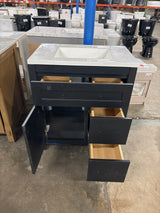 Clady 31 in. Single Sink Matte Black Bath Vanity with White Cultured Marble Top (Assembled)
