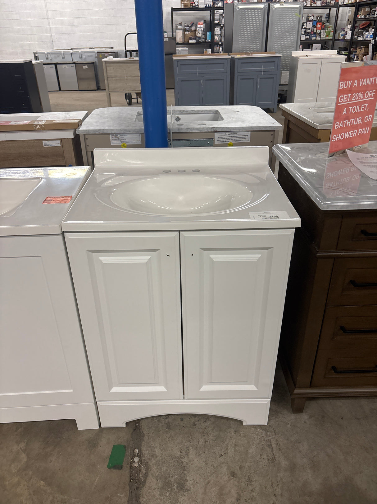 Everdean 25 in. W x 19 in. D x 34 in. H Single Sink Freestanding Bath Vanity in White with White Cultured Marble Top
