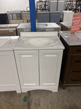 Everdean 25 in. W x 19 in. D x 34 in. H Single Sink Freestanding Bath Vanity in White with White Cultured Marble Top