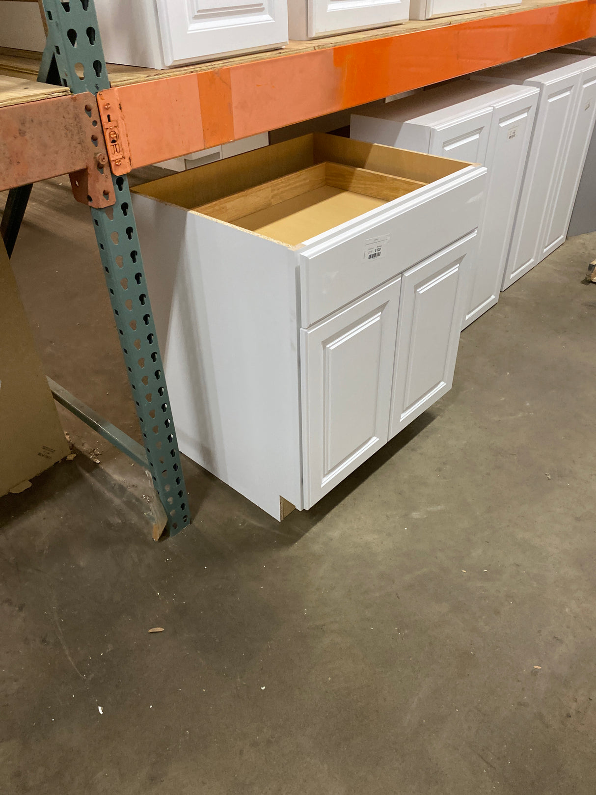 Hampton Satin White Raised Panel Stock Assembled Base Kitchen Cabinet with Drawer Glides (30 in. x 34.5 in. x 24 in.)