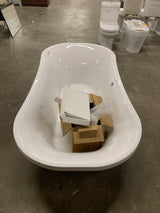 68 in. x 34 in. Acrylic Clawfoot Soaking Bathtub in Glossy White with Glossy White Clawfeet and Matte Pink Drain