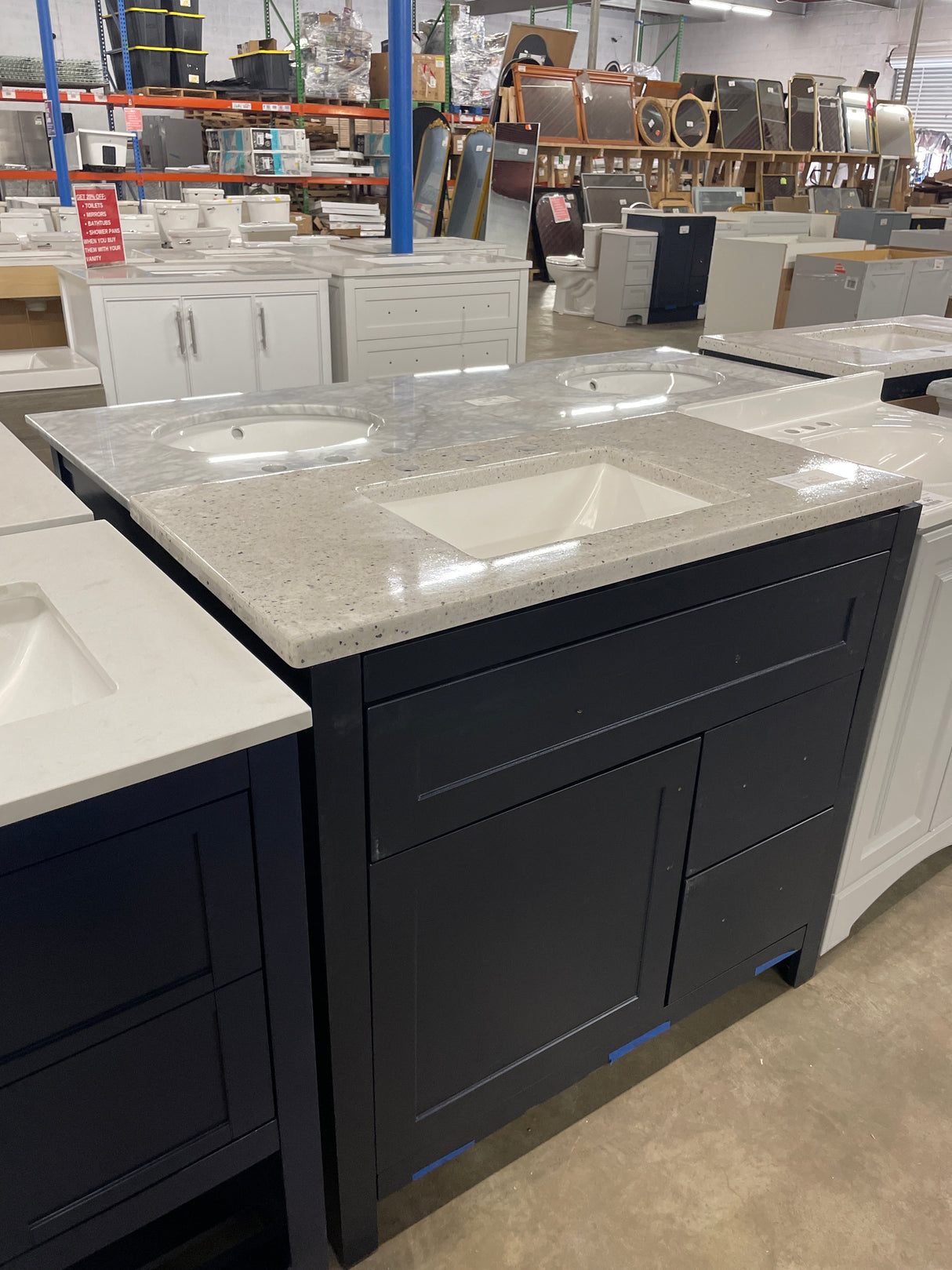 Clady 36.5 in. W x 18.75 in. D Bath Vanity in Deep Blue with Cultured Marble Vanity Top in Silver Ash with White Sink