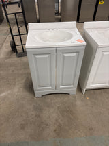 25 in. Single Sink Pearl Gray Bath Vanity with White Cultured Marble Top (Assembled)