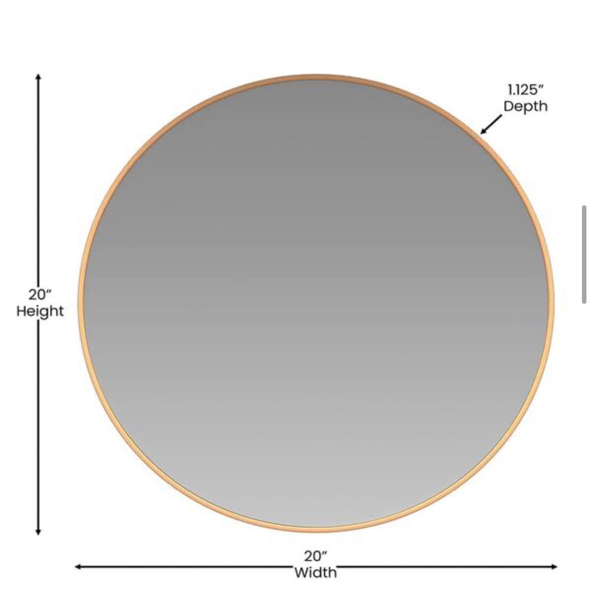 20 in. W x 20 in. H Modern Round Gold Wall Mounted Mirror