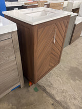 Huckleberry 24 in. Single Sink Spiced Walnut Bath Vanity with White Engineered Stone Top (Assembled)