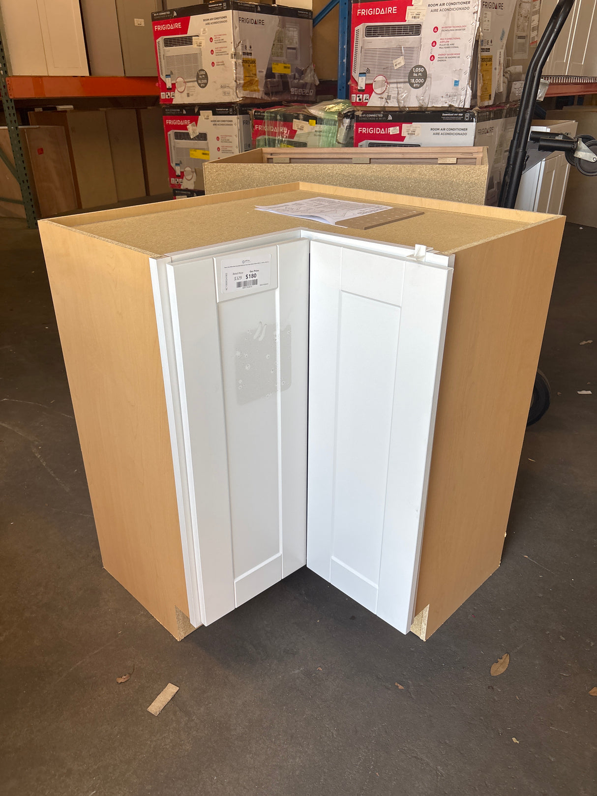 Shaker Satin White Stock Assembled Lazy Susan Corner Base Kitchen Cabinet (28.5 in. x 34.5 in. x16.5 in.)