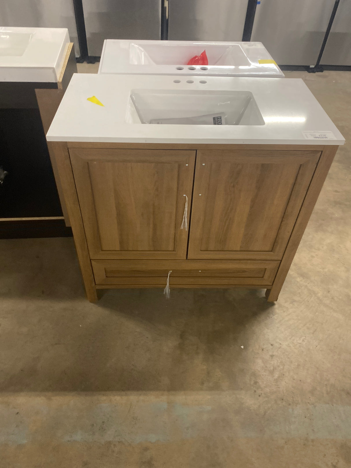 Moorside 36 in. Single Sink Sweet Maple Bath Vanity with White Engineered Stone Top (Assembled)
