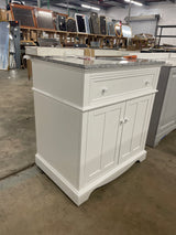 Fremont 32 in. Single Sink Freestanding White Bath Vanity with Grey Granite Top (Assembled)