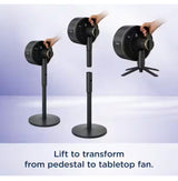 FlexBreeze 13in. Portable 5 Fan Speeds Pedestal Fan in Dark Grey with Up to 24 hours of Cordless Runtime