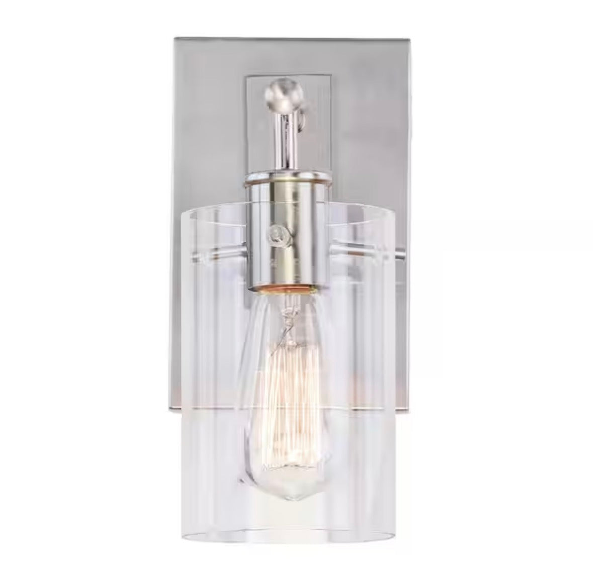 Regan 4.5 in. 1-Light Brushed Nickel Wall Bath Light with Clear Glass Shade