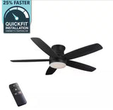 Ashby Park 52 in. White Color Changing Integrated LED Matte Black Indoor Ceiling Fan with Light Kit and Remote Control