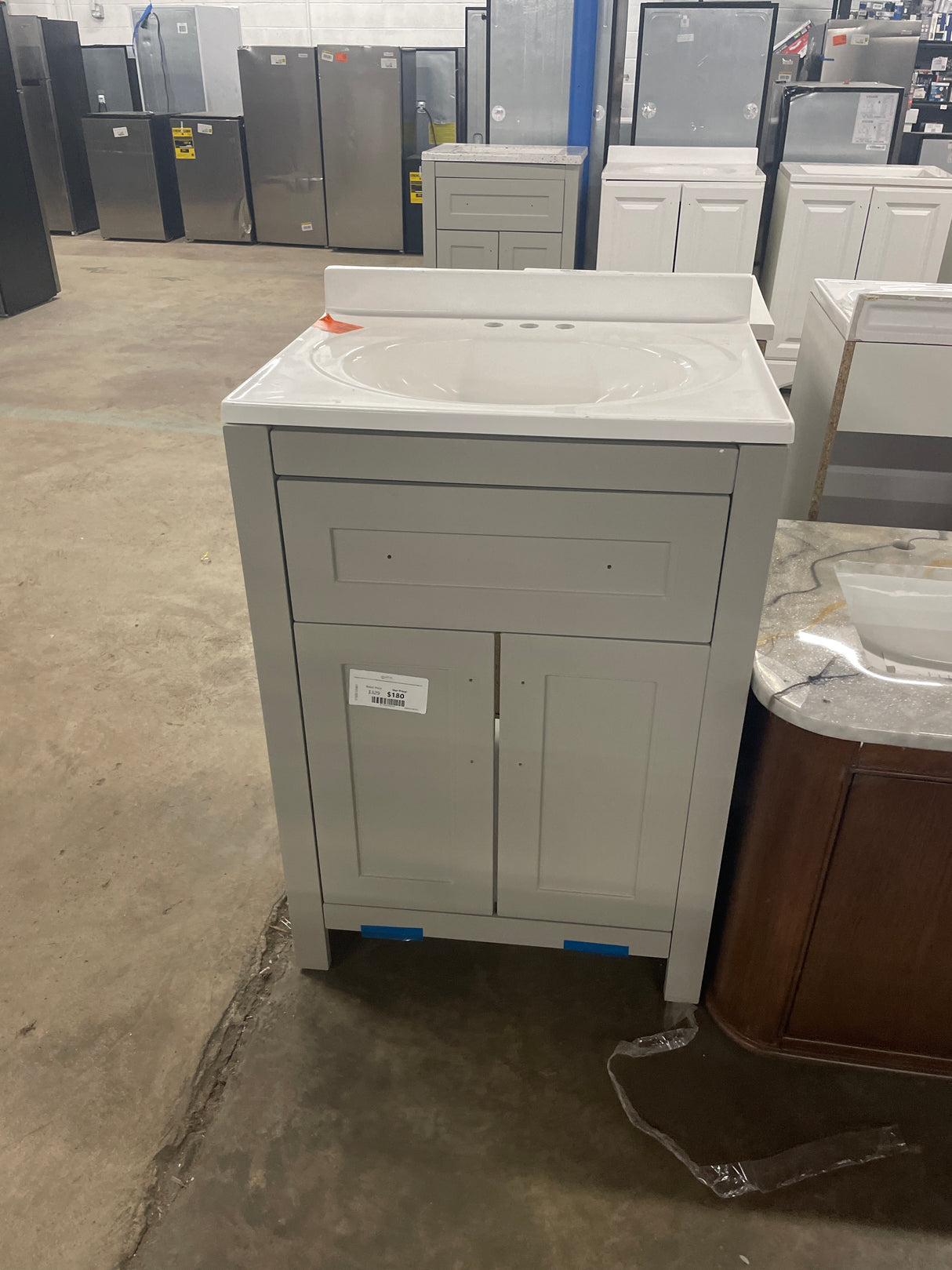 Clady 25 in. W x 19 in. D x 35 in. H Single Sink Freestanding Bath Vanity in Gray with White Cultured Marble Top