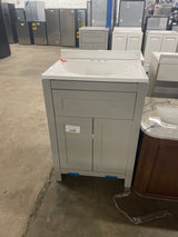 Clady 25 in. W x 19 in. D x 35 in. H Single Sink Freestanding Bath Vanity in Gray with White Cultured Marble Top