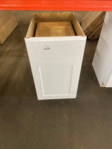 Shaker Satin White Stock yygyygyhAssembled Base Kitchen Cabinet with Ball-Bearing Drawer Glides (18 in. x 34.5 in. x 24 in.)