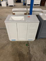 Bannister 37 in. W x 19 in. D x 35 in. H Single Sink Freestanding Bath Vanity in White with White Cultured Marble Top