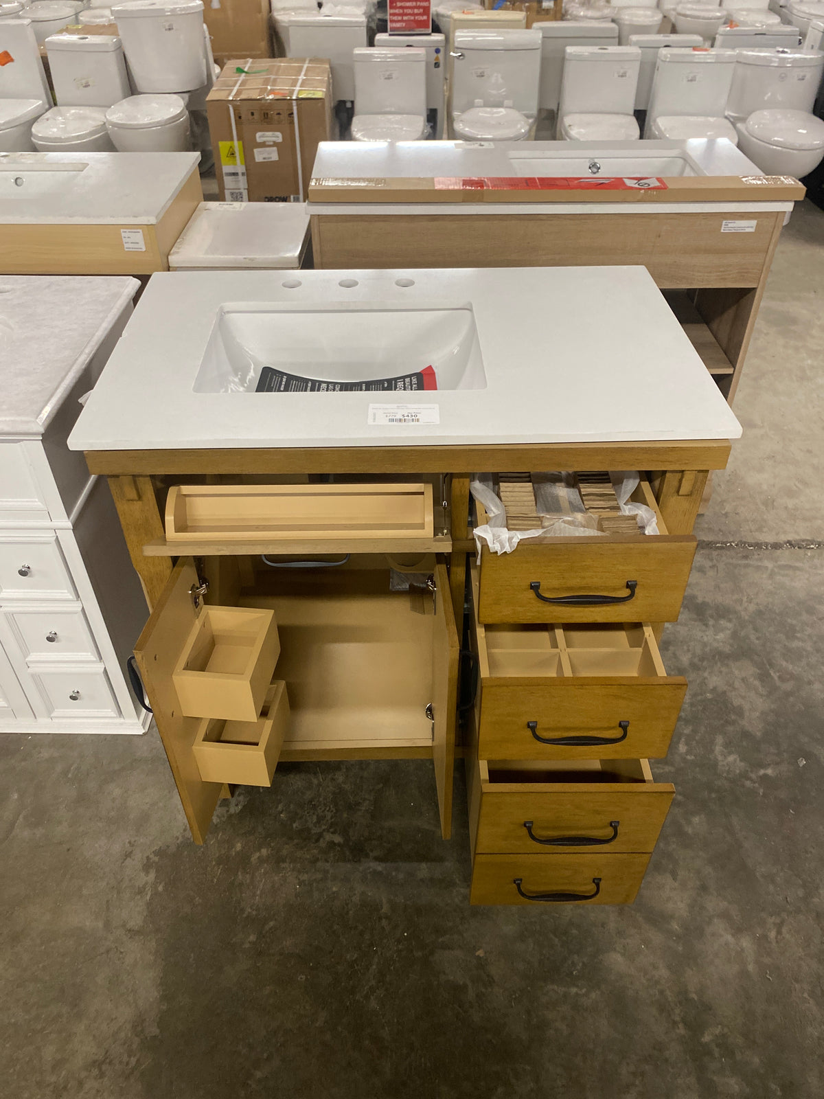 Bellington 36 in. W x 22 in. D x 34.5 in. H Bath Vanity in Almond Toffee with White Engineered Stone Top