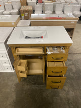 Bellington 36 in. W x 22 in. D x 34.5 in. H Bath Vanity in Almond Toffee with White Engineered Stone Top