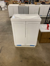Penlee 25 in. Single Sink White Bath Vanity with White Cultured Marble Top (Assembled)