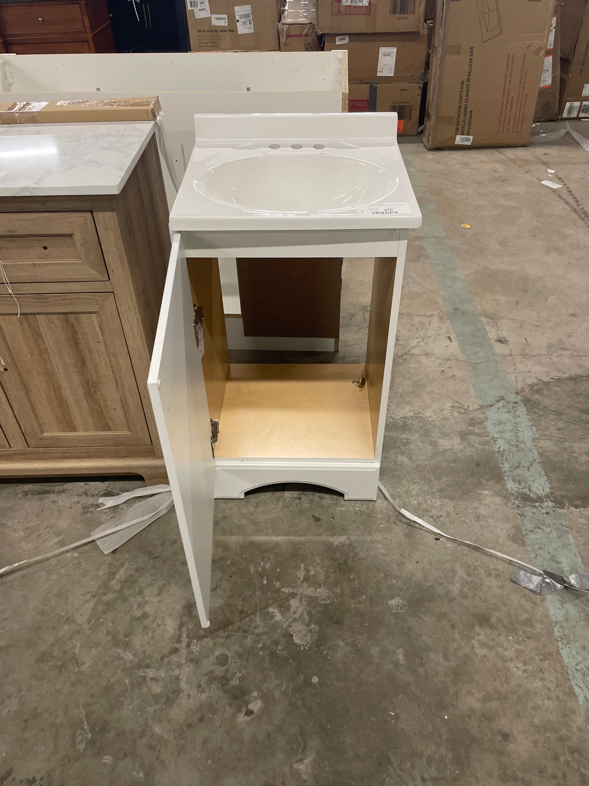 19 in. W x 18 in. D x 34 in. H Single Sink Freestanding Bath Vanity in White with White Cultured Marble Top