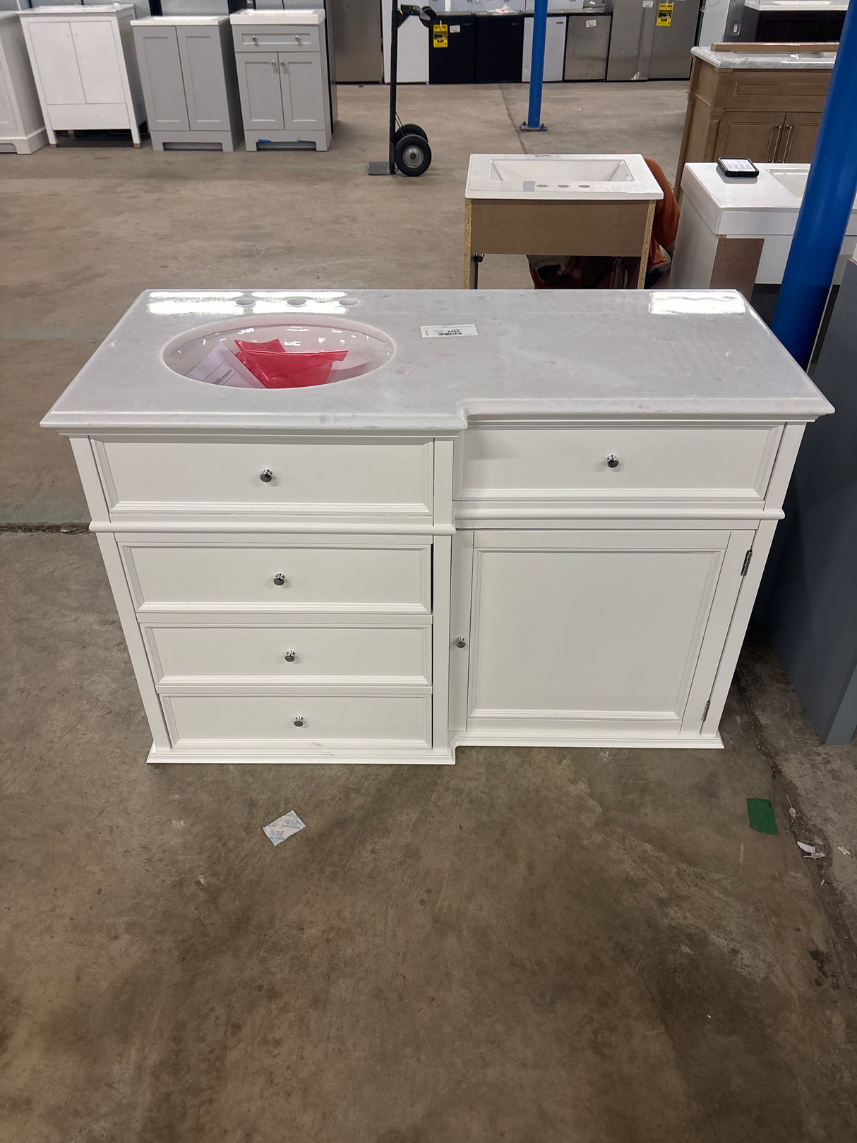Hampton Harbor 48 in. W x 22 in. D Bath Vanity in White with Natural Marble Vanity Top in White