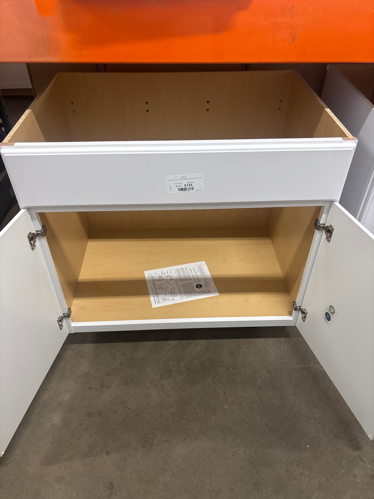 Hampton 36 in. W x 24 in. D x 34.5 in. H Assembled Sink Base Kitchen Cabinet in Satin White