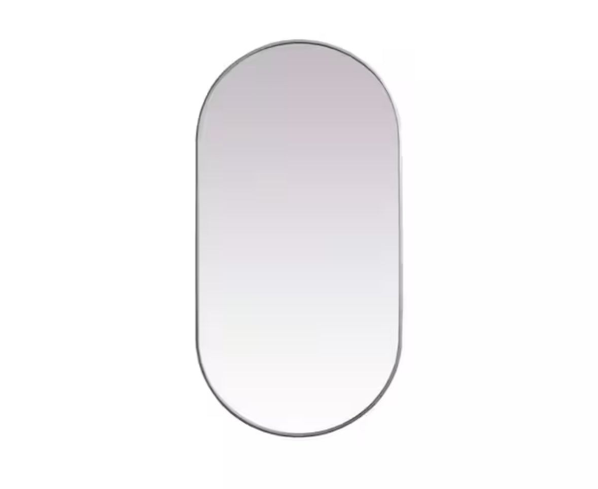 Timeless Home 30 in. W x 60 in. H x Modern Metal Framed Oval Silver Mirror