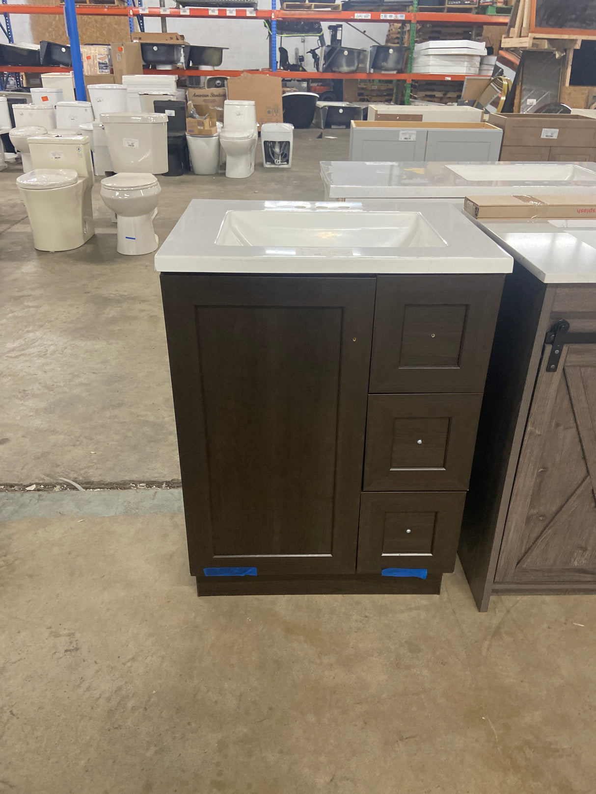 Bannister 25 in. Single Sink Dusk Bath Vanity with White Cultured Marble Top (Assembled)