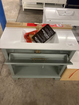 Doveton 36 in. Single Sink Sage Green Bath Vanity with White Engineered Stone Top (Assembled)