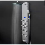 52 in. 8-Jet Shower Panel System in Mirror Silver Tempered Glass with Rainfall Shower Head LED Display Handshower