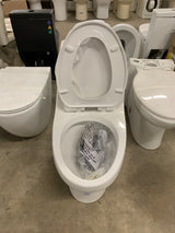 1-piece 1.1 GPF/1.6 GPF High Efficiency Dual Flush Elongated Toilet in White Slow-Close, Seat Included