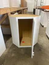 Hampton Assembled 24x36x12 in. Diagonal Corner Wall Kitchen Cabinet in Satin White