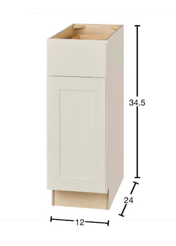 Avondale Shaker Dove Gray Quick Assemble Plywood 12 in Base Cabinet (12 in W x 24 in D x 34.5 in H)