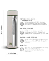 16 oz. Safari Beige Stainless Steel Tea Infuser Bottle